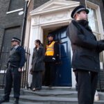 Baillifs entered from the roof at 11 Bedford Square and forcibly evicted the Anticutsspace occupiers who had been staging a protest inside. London, United Kingdom.